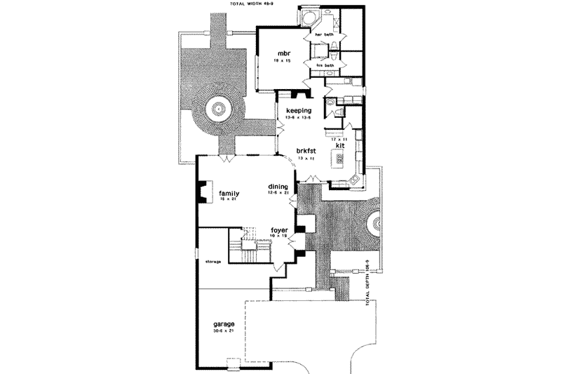Home Plan - Floor Plan - Main Floor for European House Plan #301-106 - 3 bed, 3.5 bath