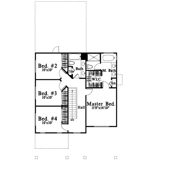 Country Floor Plan - Upper Floor Plan #78-150