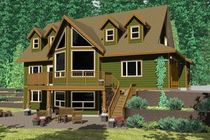 Exterior - Rear Elevation for Craftsman House Plan #126-144 - 3 bed, 2.5 bath