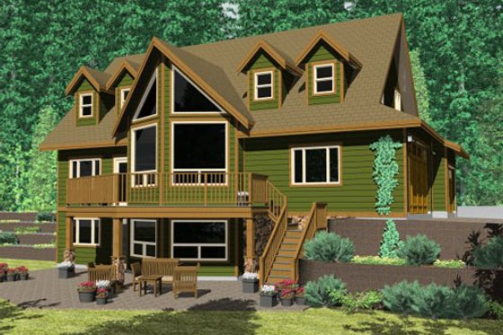 Exterior - Rear Elevation for Craftsman House Plan #126-144 - 3 bed, 2.5 bath