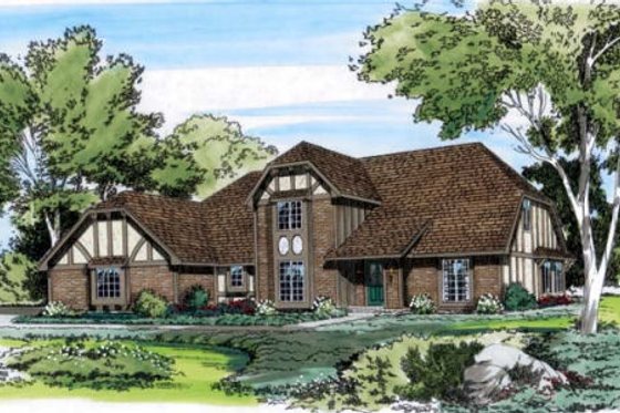 Exterior - Front Elevation for Tudor House Plan #312-775 - 4 bed, 3.5 bath