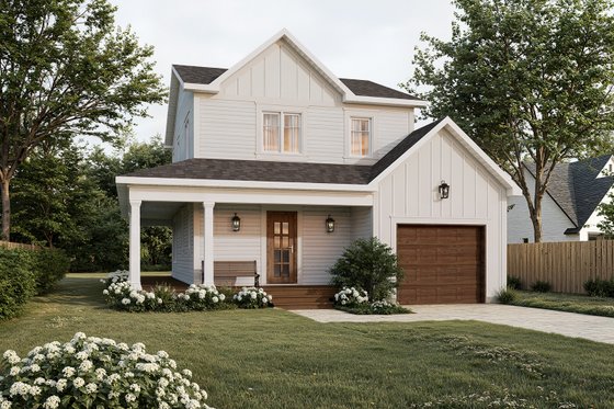 Exterior - Front Elevation 3 for Farmhouse House Plan #23-2036 - 2 bed, 1.5 bath