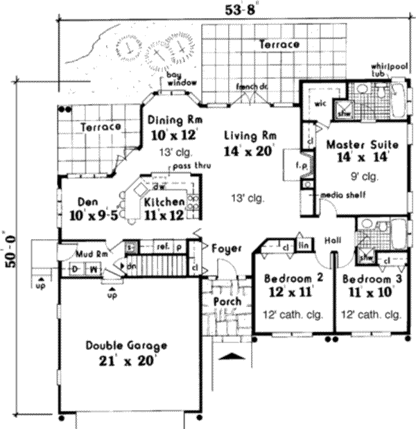 Dream House Plan - Traditional Floor Plan - Main Floor Plan #3-126