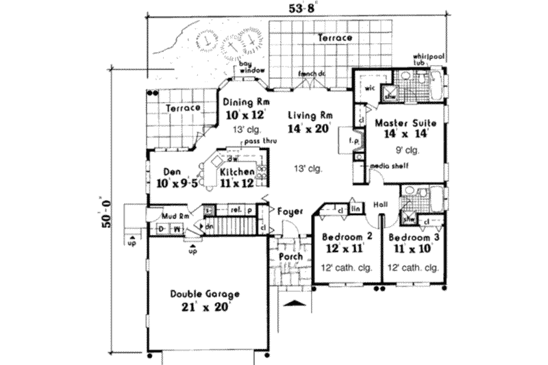 Dream House Plan - Floor Plan - Main Floor for Traditional House Plan #3-126 - 3 bed, 2 bath