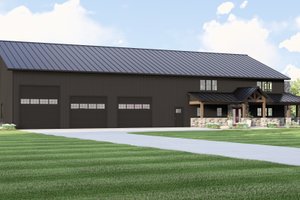 House Blueprint - Barndominium Exterior - Front Elevation Plan #1064-419