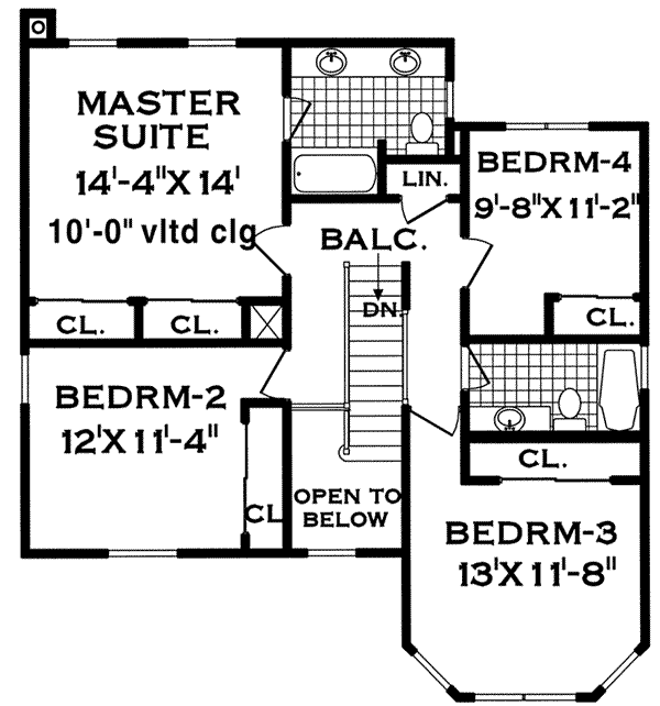 Farmhouse Floor Plan - Upper Floor Plan #3-197