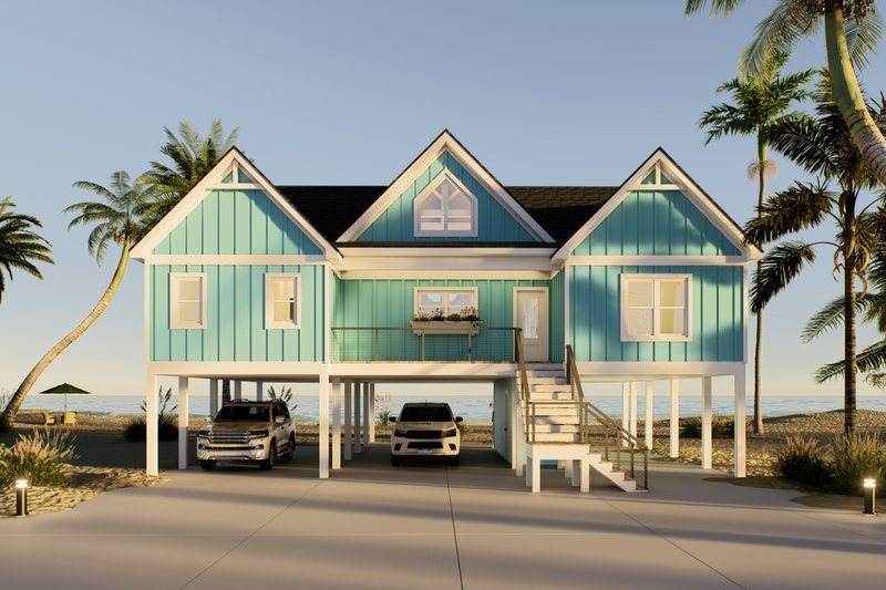 House Blueprint - Exterior - Rear Elevation for Beach House Plan #932-1453 - 3 bed, 2 bath