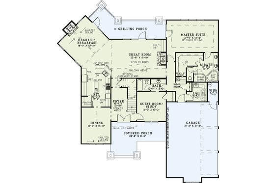 Floor Plan - Main Floor for Craftsman House Plan #17-3323 - 5 bed, 5 bath