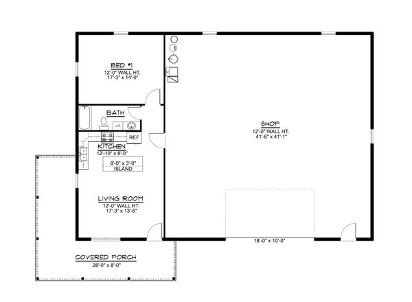 House Blueprint - Barndominium Floor Plan - Main Floor Plan #1064-392