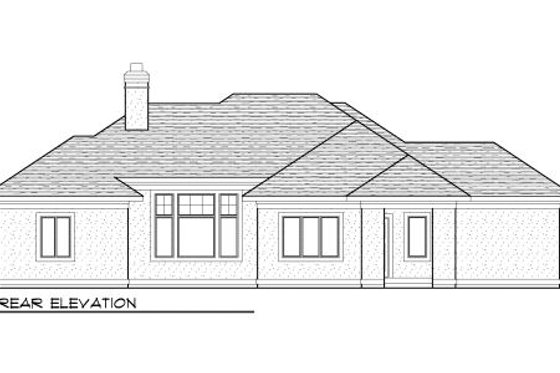 Exterior - Rear Elevation for European House Plan #70-984 - 2 bed, 2 bath