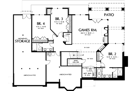 Floor Plan - Lower Floor for Traditional House Plan #48-297 - 4 bed, 3.5 bath