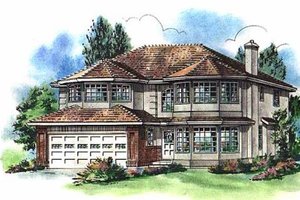 Mediterranean Exterior - Front Elevation Plan #18-257