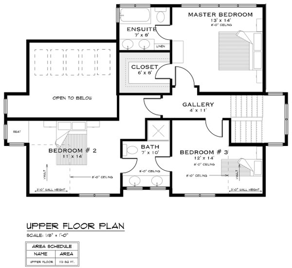 Farmhouse Floor Plan - Upper Floor Plan #1101-14