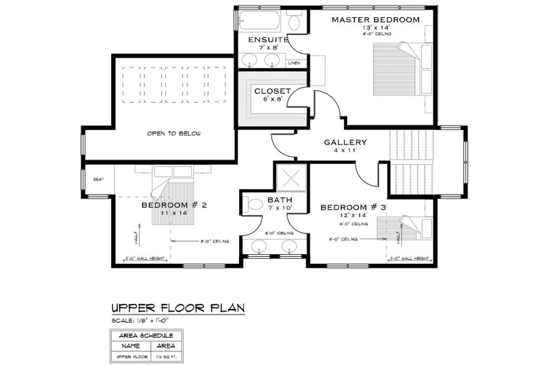 Home Plan - Floor Plan - Upper Floor for Farmhouse House Plan #1101-14 - 3 bed, 3 bath