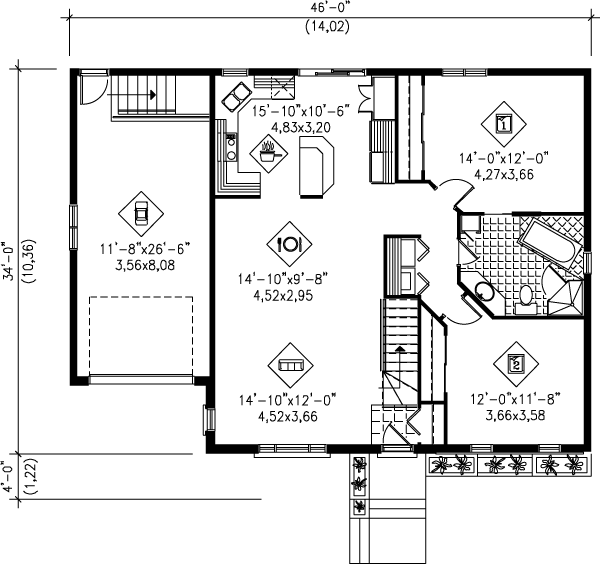 Ranch Floor Plan - Main Floor Plan #25-1122