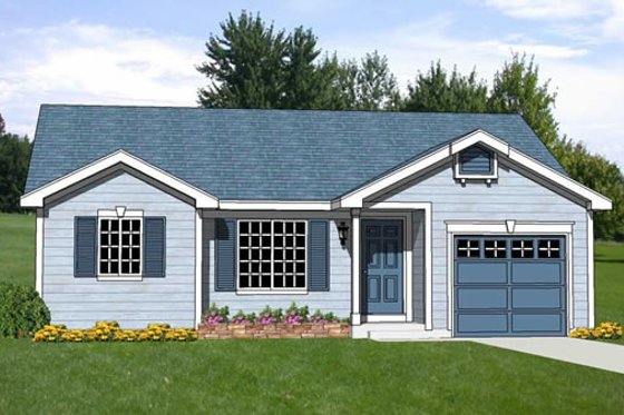 Exterior - Front Elevation for Ranch House Plan #116-246 - 3 bed, 1.5 bath