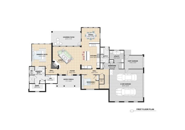 Architectural House Design - Country Floor Plan - Main Floor Plan #1110-35