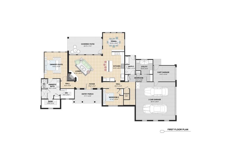 Dream House Plan - Floor Plan - Main Floor for Country House Plan #1110-35 - 4 bed, 3 bath