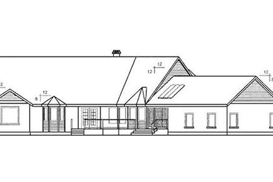 Exterior - Rear Elevation for Traditional House Plan #60-228 - 4 bed, 2 bath
