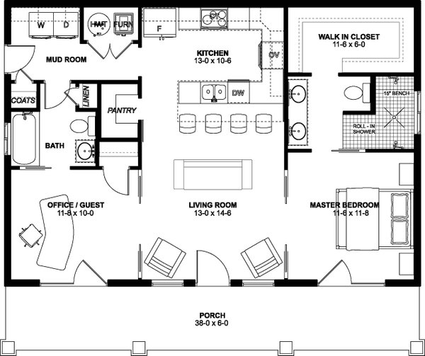 House Blueprint - Ranch Floor Plan - Main Floor Plan #126-246
