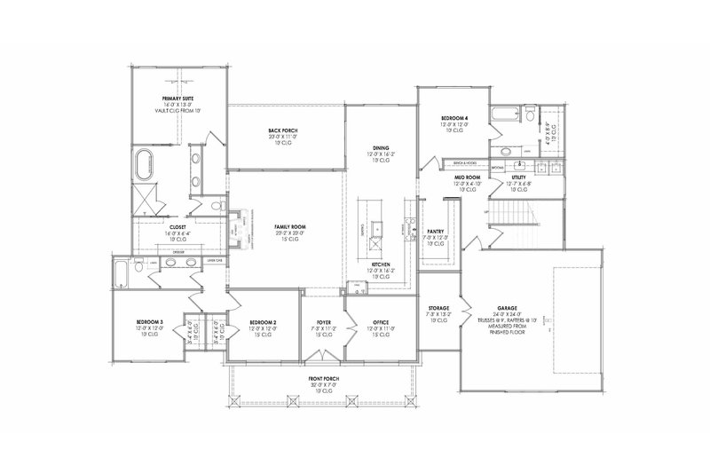 Dream House Plan - Floor Plan - Main Floor for Farmhouse House Plan #1096-209 - 4 bed, 3 bath