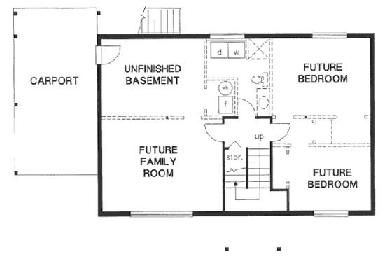 Floor Plan - Lower Floor for Traditional House Plan #18-9065 - 2 bed, 1.5 bath