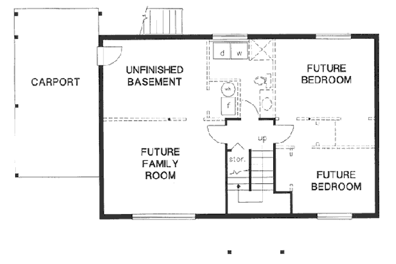 Architectural House Design - Floor Plan - Lower Floor for Traditional House Plan #18-9065 - 2 bed, 1.5 bath