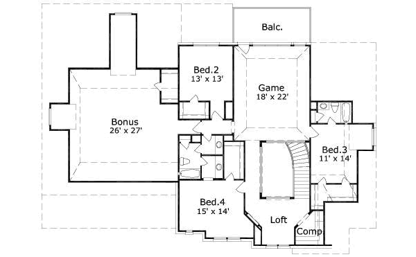 European Floor Plan - Upper Floor Plan #411-189