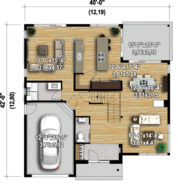Modern Floor Plan - Main Floor Plan #25-4608