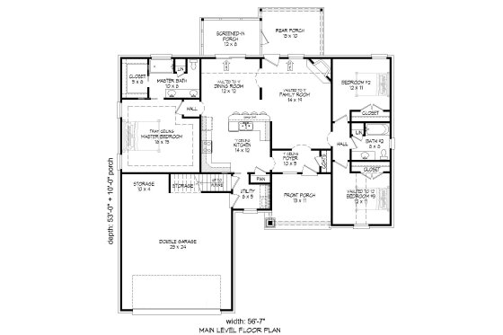 Floor Plan - Main Floor for Modern House Plan #932-554 - 3 bed, 2 bath