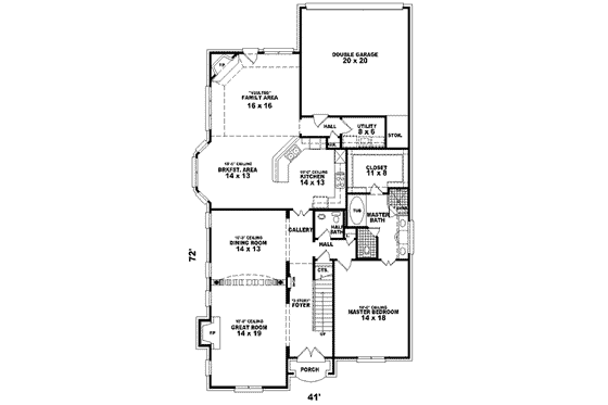 Floor Plan - Main Floor for European House Plan #81-560 - 3 bed, 3.5 bath