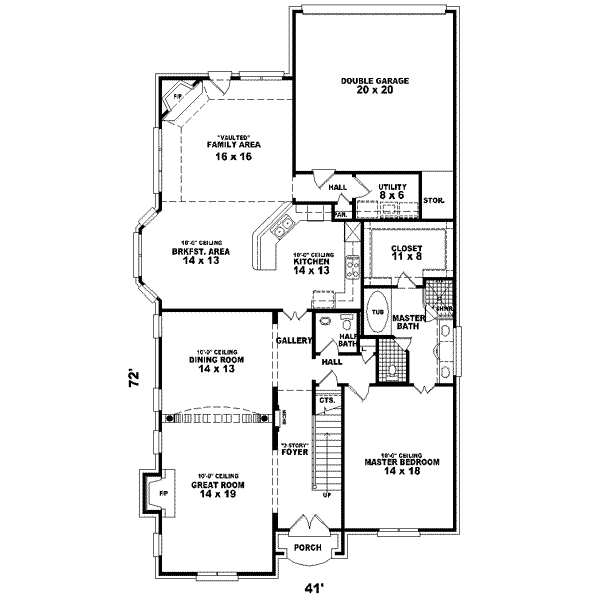 Floor Plan - Main Floor for European House Plan #81-560 - 3 bed, 3.5 bath
