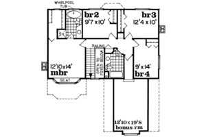 Floor Plan - Upper Floor for Traditional House Plan #47-544 - 4 bed, 2.5 bath