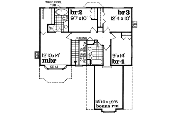 Floor Plan - Upper Floor for Traditional House Plan #47-544 - 4 bed, 2.5 bath