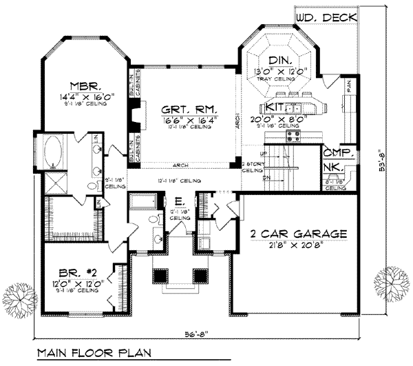 Dream House Plan - Traditional Floor Plan - Main Floor Plan #70-800