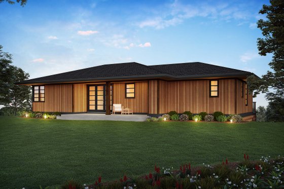 Exterior - Rear Elevation for Prairie House Plan #48-1048 - 4 bed, 3 bath