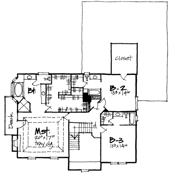 Colonial Floor Plan - Upper Floor Plan #308-167