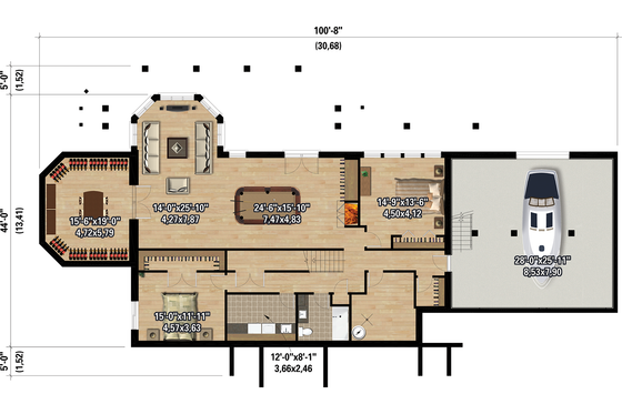 Floor Plan - Lower Floor for Country House Plan #25-4883 - 7 bed, 3.5 bath