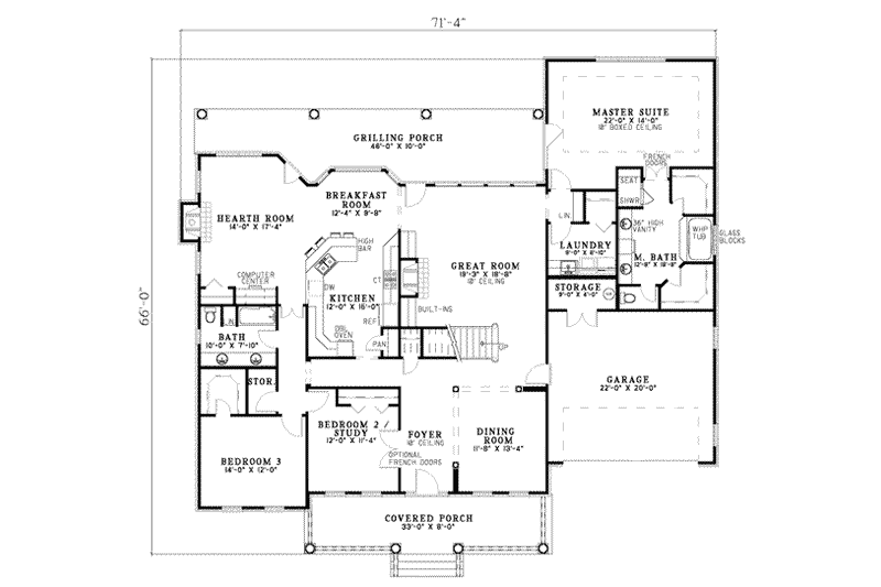 Dream House Plan - Floor Plan - Main Floor for Southern House Plan #17-414 - 4 bed, 3 bath