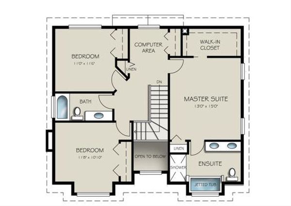 Home Plan - Traditional Floor Plan - Upper Floor Plan #18-286