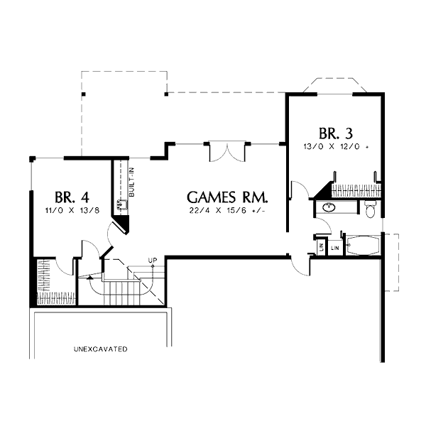 Architectural House Design - Southern Floor Plan - Lower Floor Plan #48-416