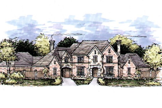 Exterior - Front Elevation for European House Plan #141-340 - 4 bed, 4.5 bath