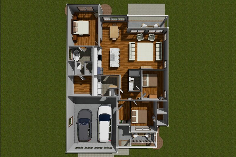 House Blueprint - Floor Plan - Main Floor 1 for Cottage House Plan #513-2256 - 3 bed, 2 bath