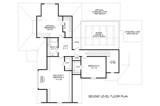 Floor Plan - Upper Floor for Southern House Plan #932-878 - 5 bed, 3.5 bath