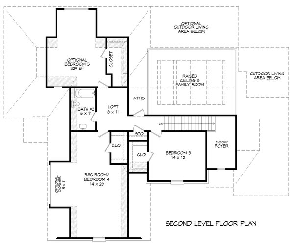 Southern Floor Plan - Upper Floor Plan #932-878