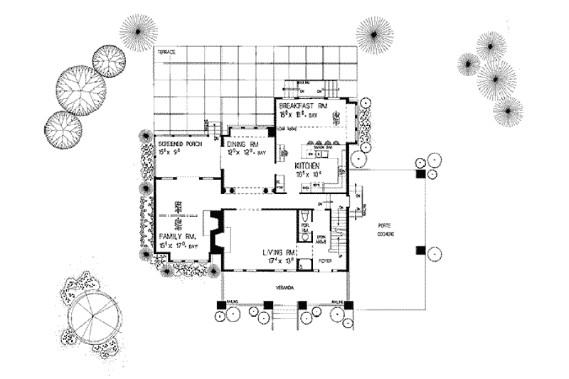 Home Plan - Floor Plan - Main Floor for Country House Plan #72-230 - 3 bed, 2.5 bath