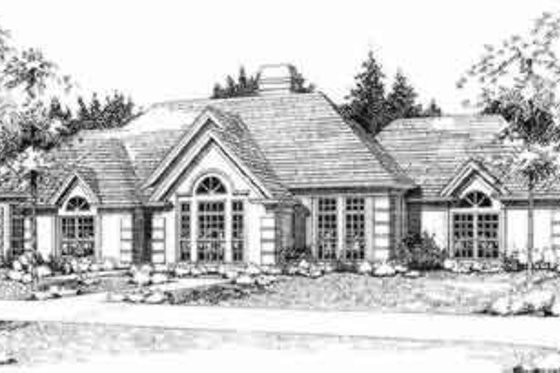 Exterior - Front Elevation for European House Plan #120-127 - 3 bed, 2 bath