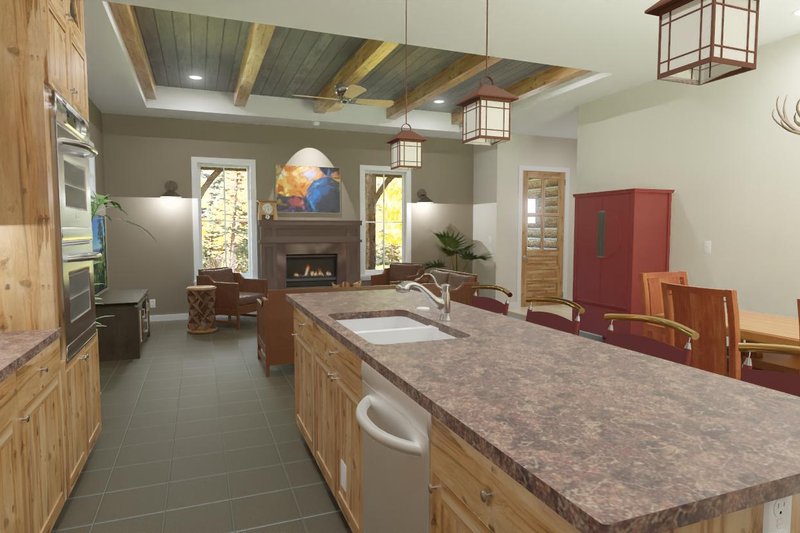 House Blueprint - Interior - Kitchen for Log House Plan #1126-16 - 3 bed, 2 bath