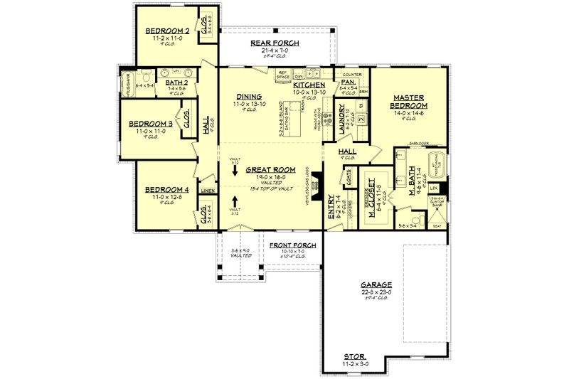 Dream House Plan - Floor Plan - Main Floor for Farmhouse House Plan #430-225 - 4 bed, 2 bath