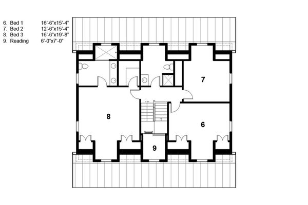 Colonial Floor Plan - Upper Floor Plan #497-49